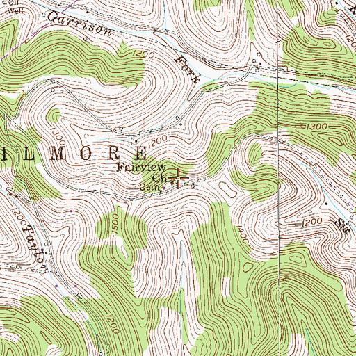 Topographic Map of Fairview Church, PA