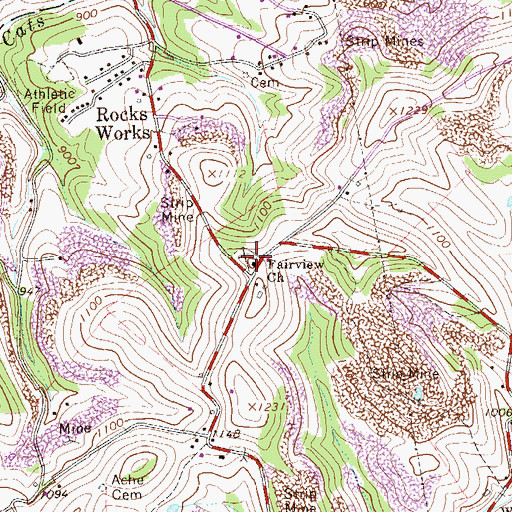 Topographic Map of Fairview Church, PA