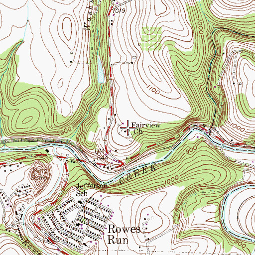 Topographic Map of Fairview Church, PA