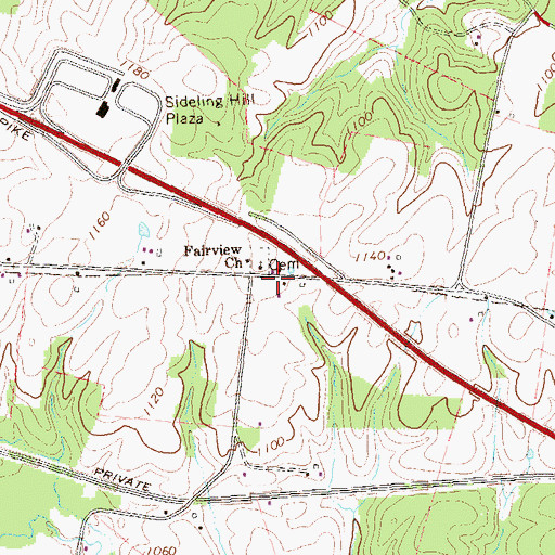 Topographic Map of Fairview Church, PA