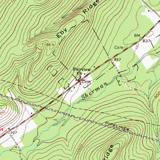 Topographic Map of Fairview Church, PA