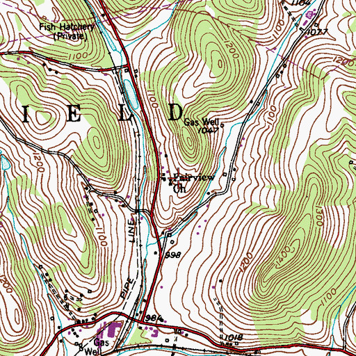 Topographic Map of Fairview Church, PA