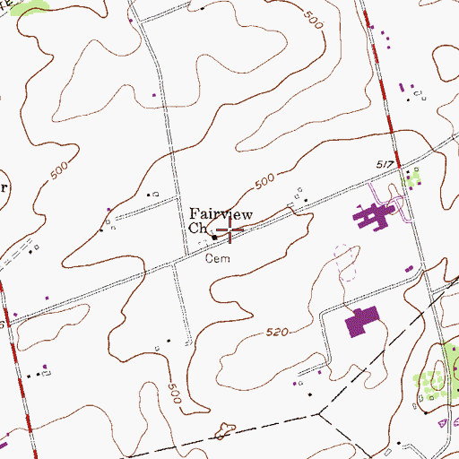 Topographic Map of Fairview Church, PA