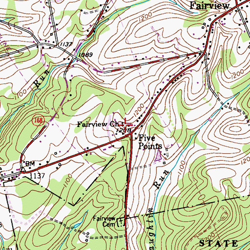 Topographic Map of Fairview Church, PA