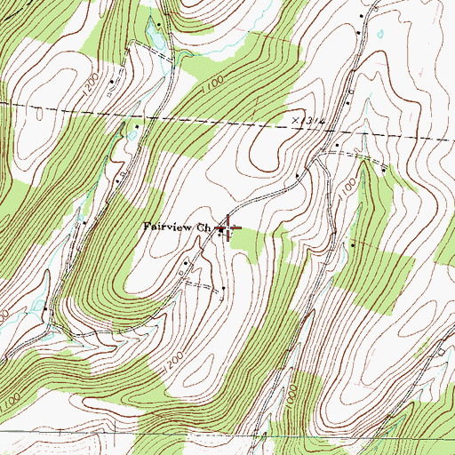 Topographic Map of Fairview Church, PA