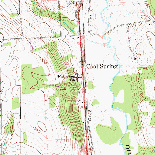 Topographic Map of Fairview Church, PA