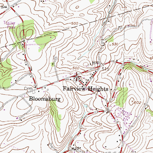 Topographic Map of Fairview Heights, PA