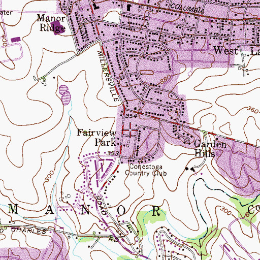 Topographic Map of Fairview Park, PA
