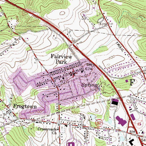 Topographic Map of Fairview Park, PA
