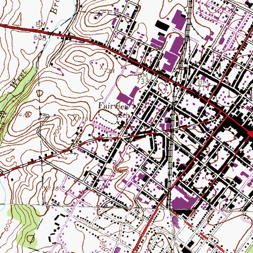 Topographic Map of Fairview School, PA