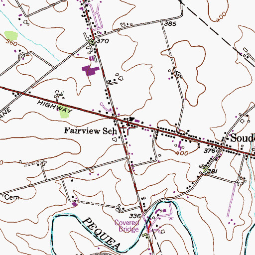 Topographic Map of Fairview School, PA