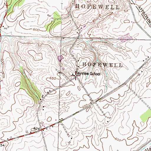 Topographic Map of Fairview School, PA