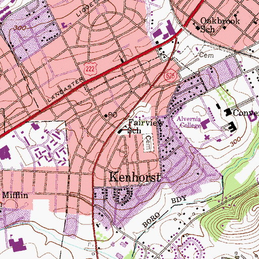 Topographic Map of Fairview School, PA
