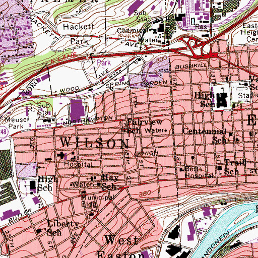 Topographic Map of Fairview School, PA
