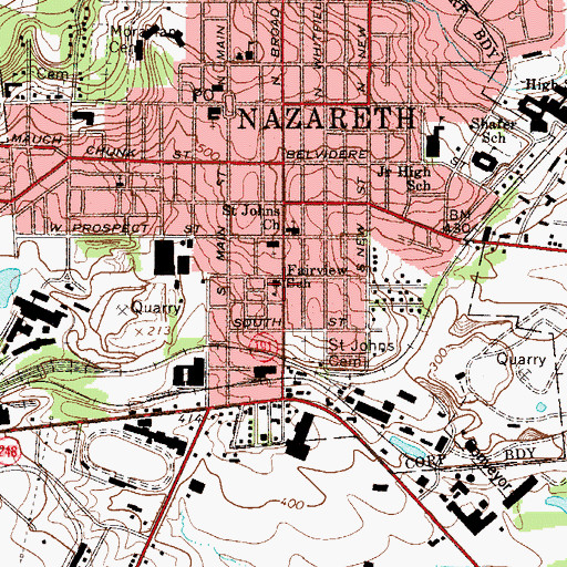 Topographic Map of Fairview School, PA