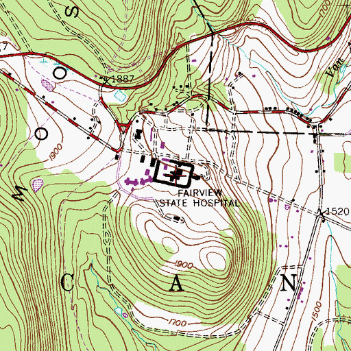 Topographic Map of State Correctional Institution Waymart, PA