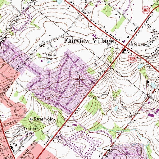 Topographic Map of Fairview Village, PA