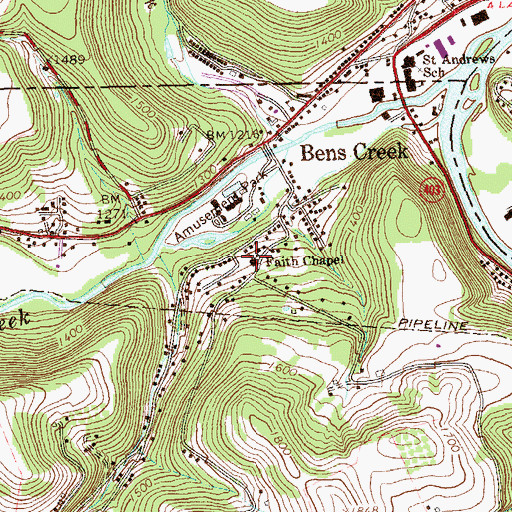 Topographic Map of Faith Chapel, PA
