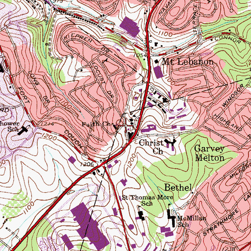 Topographic Map of Faith Church, PA