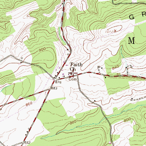 Topographic Map of Faith Church, PA