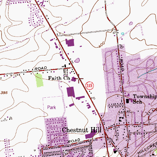 Topographic Map of Faith Church, PA