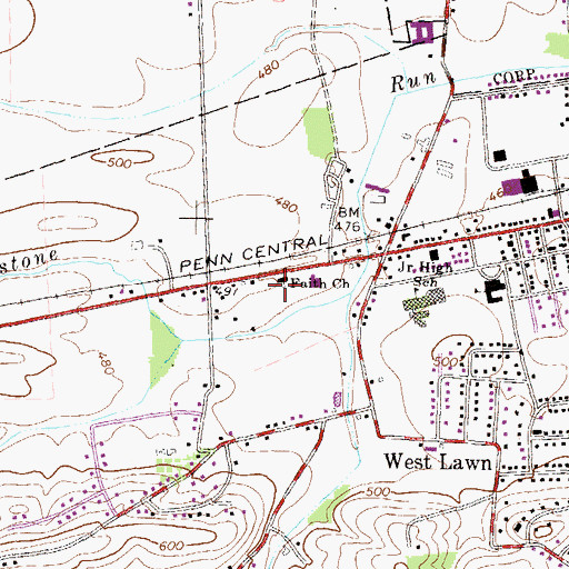 Topographic Map of Faith Church, PA