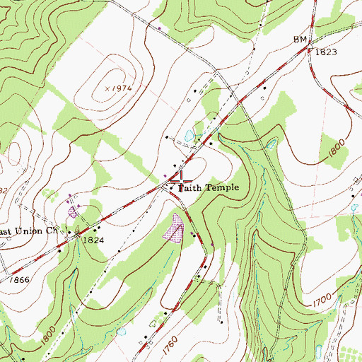 Topographic Map of Faith Temple, PA
