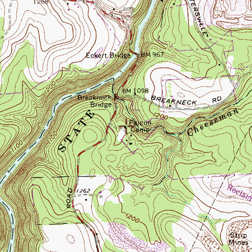 Topographic Map of Falcon Camp, PA