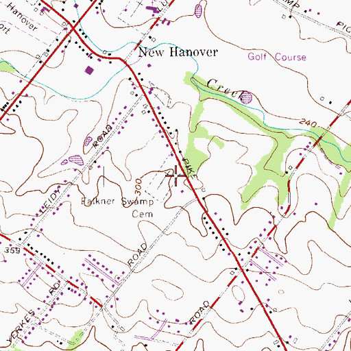 Topographic Map of Falker Swamp Cemetery, PA