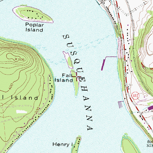 Topographic Map of Fall Island, PA