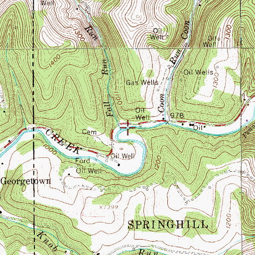 Topographic Map of Fall Run, PA