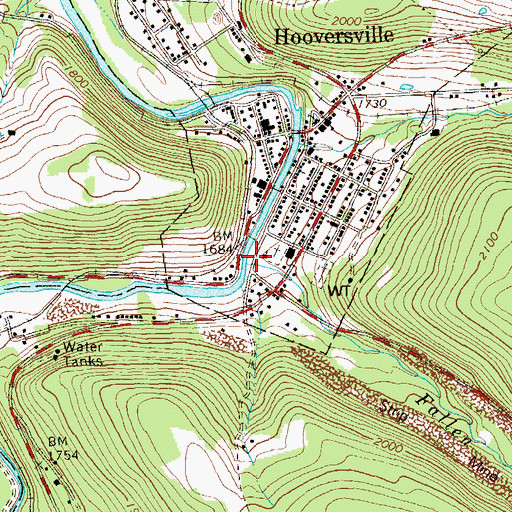 Topographic Map of Fallen Timber Run, PA