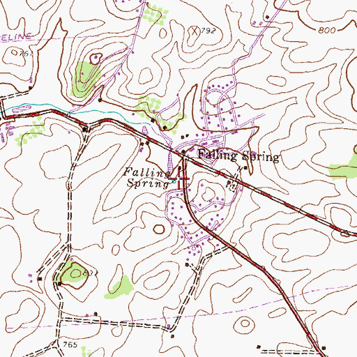 Topographic Map of Falling Spring, PA