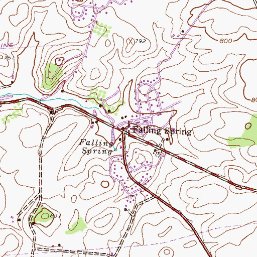Topographic Map of Falling Spring, PA