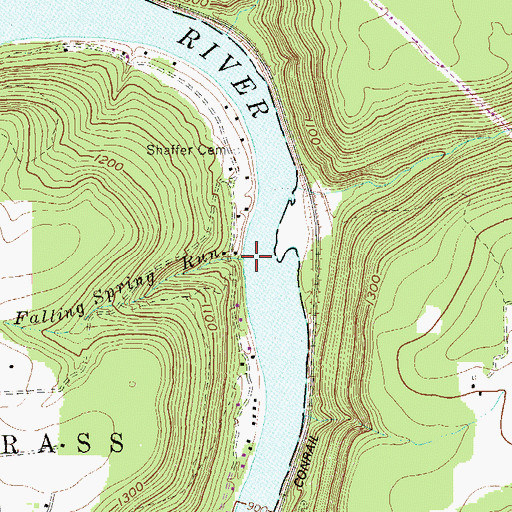 Topographic Map of Falling Spring Run, PA