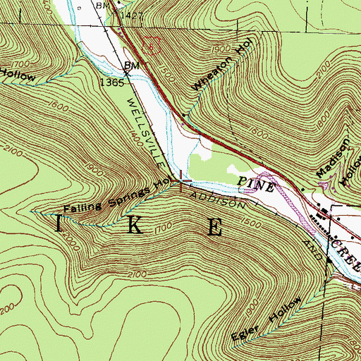 Topographic Map of Falling Springs Hollow, PA