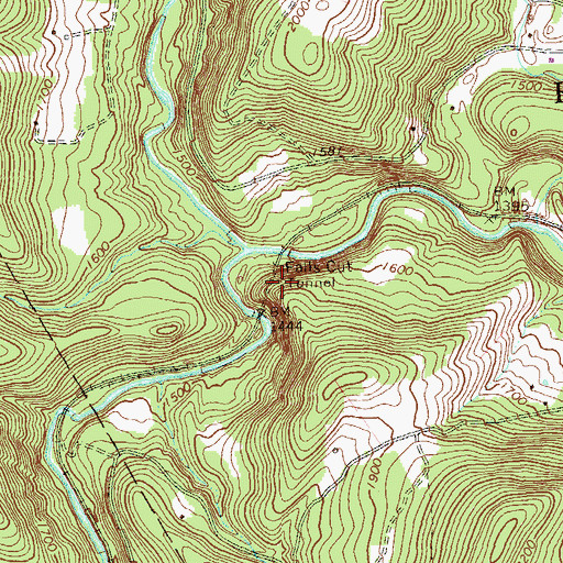 Topographic Map of Falls Cut Tunnel, PA