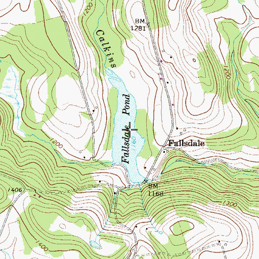 Topographic Map of Fallsdale Pond, PA