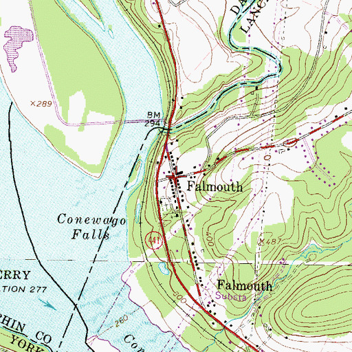 Topographic Map of Falmouth, PA