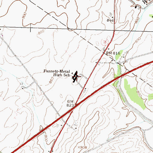 Topographic Map of Fannett-Metal High School, PA