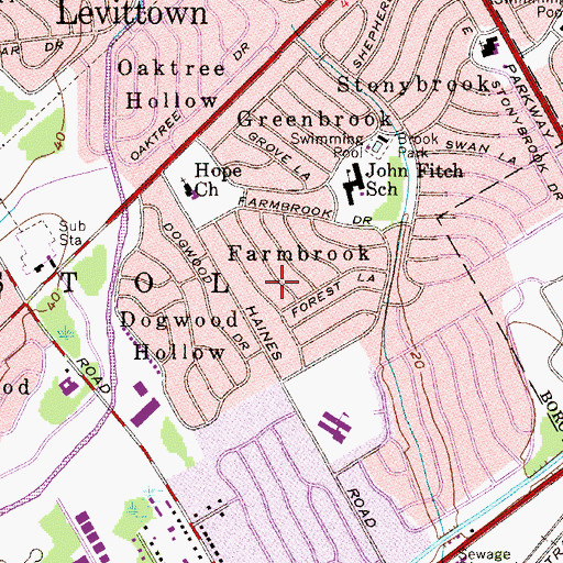 Topographic Map of Farmbrook, PA