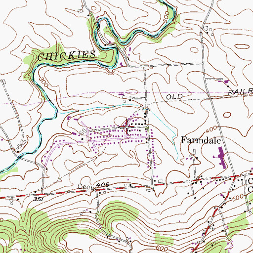 Topographic Map of Farmdale, PA
