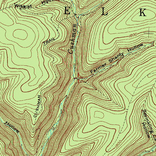 Topographic Map of Farmer Shanty Hollow, PA