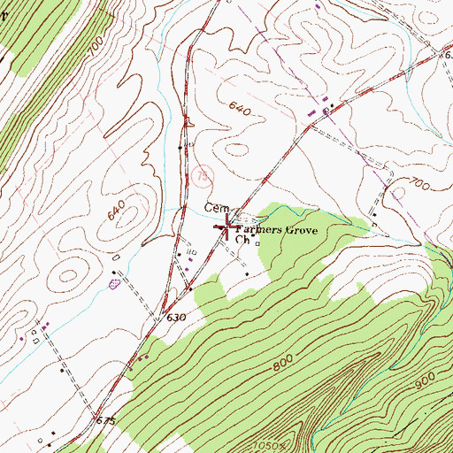Topographic Map of Farmers Grove Church, PA