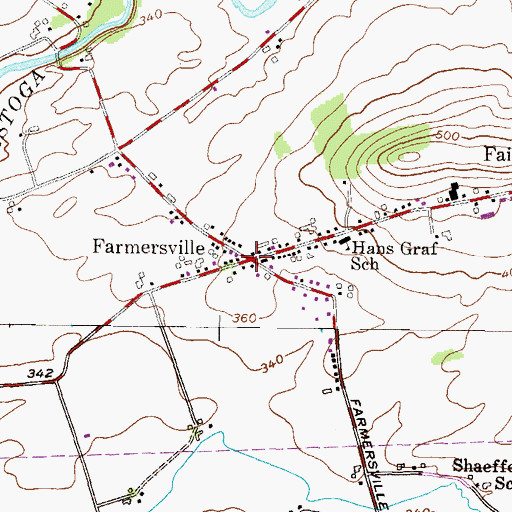 Topographic Map of Farmersville, PA