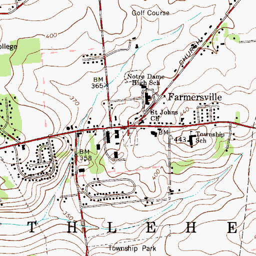 Topographic Map of Farmersville, PA