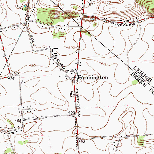Topographic Map of Farmington, PA