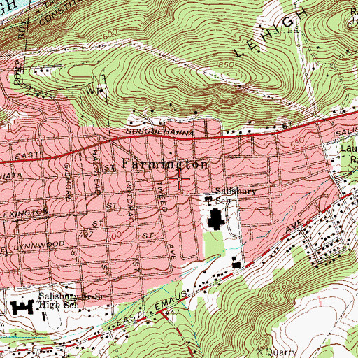 Topographic Map of Farmington, PA