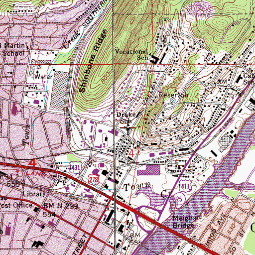 Topographic Map of Drake School, AL