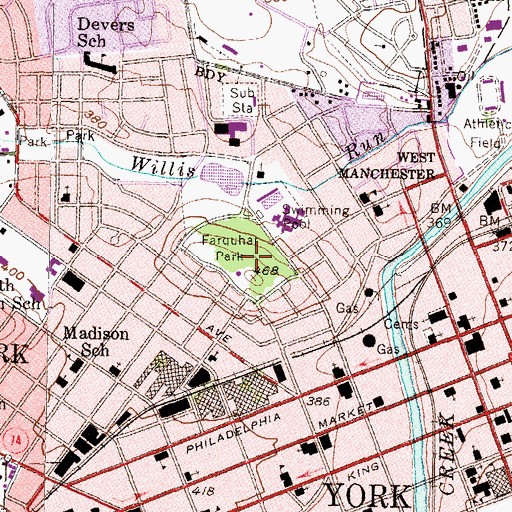 Topographic Map of Farquhar Park, PA